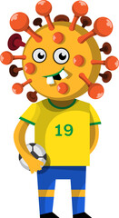 Virus character in football uniform