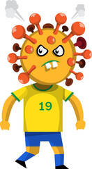 Virus character in football uniform