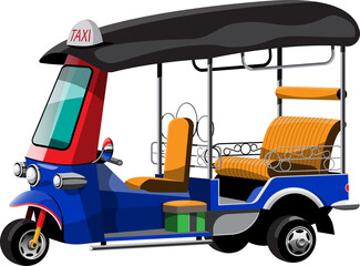 Thai tuk tuk cartoon illustration