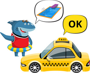 Shark want to take a taxi to the swimming pool