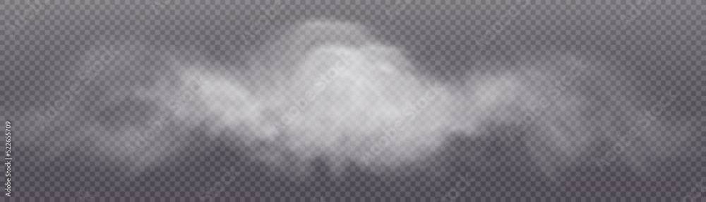 Poster translucent smoke or foggy cloud isolated on a transparent background. abstract smoke texture explos