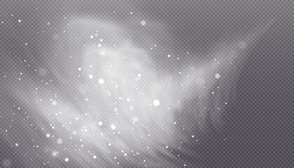 Snow blizzard, realistic christmas winter background. Snowflakes flying in the sky isolated on transparent background. vector png