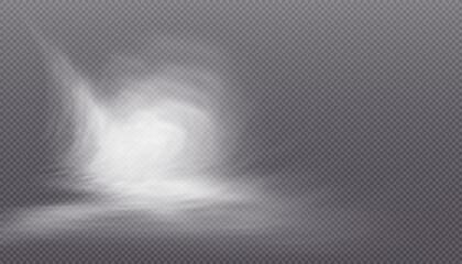 Naklejka premium Translucent smoke or foggy cloud isolated on a transparent background. Abstract smoke texture explosion, smog fog effect. Realistic vector illustration.