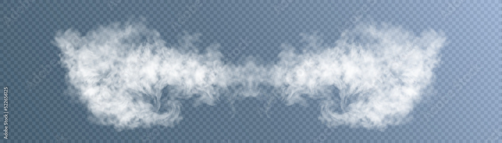 Poster translucent smoke or foggy cloud isolated on a transparent background. abstract smoke texture explos