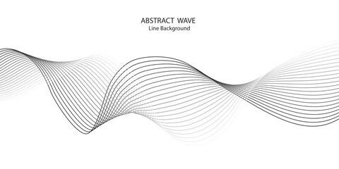 Abstract wavy gray stream element for design on a white background isolated. It used for Web, Desktop background, Wallpaper, Business banner, poster. Wave with lines created using blend tool.