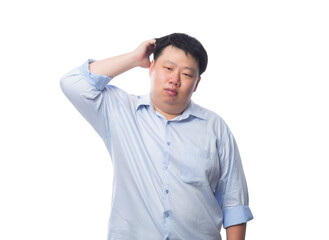 Fototapeta premium Asian business fat man, Png file.