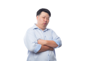 Asian business fat man, Png file.