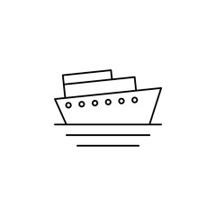 Ship, Boat, Sailboat Thin Line Icon Vector Illustration Logo Template. Suitable For Many Purposes.