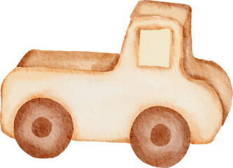 Watercolor toy car illustration