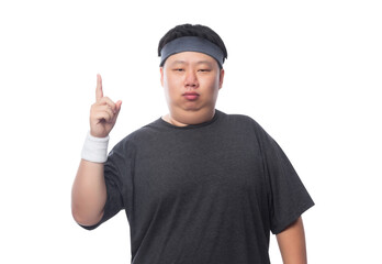 Naklejka premium Young asian fat sport man, Png file.