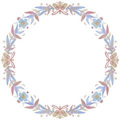 Fototapeta na wymiar Floral decorative vintage elegant watercolor wreath.