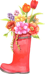 flowers in boots clipart