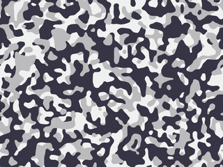 Seamless camouflage for army, hunting and other use.  White snow camo texture. Military woodland pattern for fabric print. Vector 