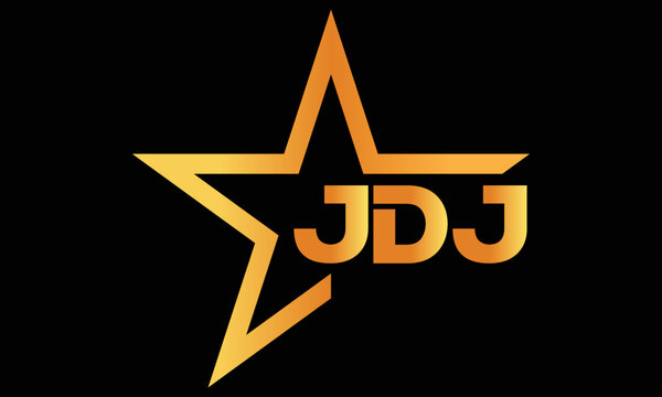 JDJ golden luxury star icon three letter logo design vector template. royal logo | luxury logo | jewelry logo | premium logo | iconic logo | Victoria logo |	