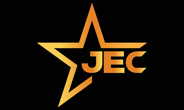 JEC golden luxury star icon three letter logo design vector template. royal logo | luxury logo | jewelry logo | premium logo | iconic logo | Victoria logo |	