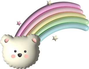 Elements white bear on the rainbow.