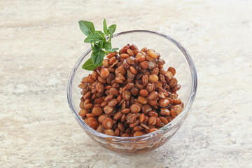 Boiled lentil in the bowl
