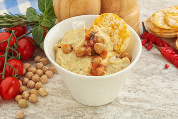 Natural organic chickpea hummus with olive oil