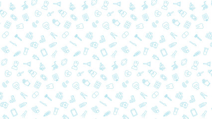 横方向のミニ医療パターンイラスト(背景なし)