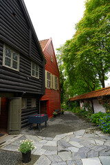Bergen (Vestland) houses in Norway of old part Bryggen port Europe