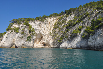 Fototapeta na wymiar White cliffs in Vieste