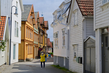 Egersund Norway historical street and house in Europe - 522667307