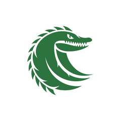 Crocodile Leaf Predator Animal Logo ,green crocodile logo With Leaf Design Vector Template