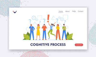 Cognitive Process Landing Page Template. Critical Thinking Concept, Business Characters Men Women Making Decision