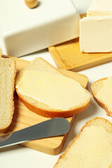 Concept of breakfast, eat food with butter