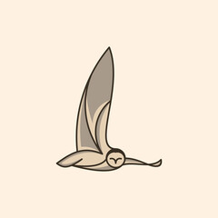 Flying Owl with Open Wings, Flying owl logo in simple line style
