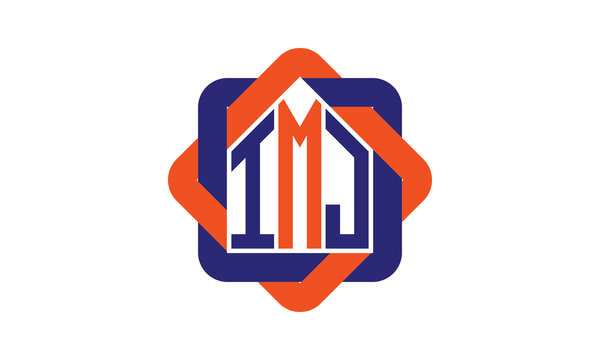 IMJ three letter real estate logo with home icon logo design vector template | construction logo | housing logo | engineering logo | initial letter logo | minimalist logo | property logo |