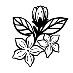 Obraz premium Black floral line art, floral handwriting.