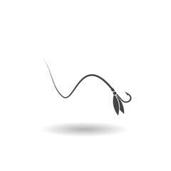 Fly fishing flies glyph icon with shadow