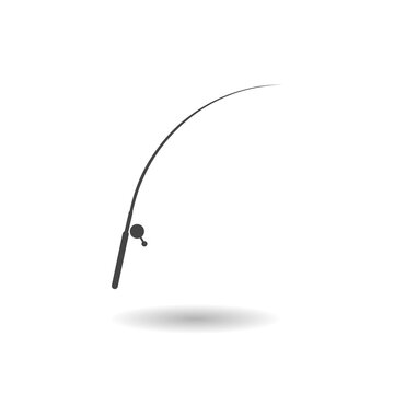Fishing rod icon with shadow