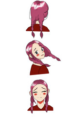 beautiful cute anime girl turns and shows that she is glad to see