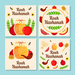rosh hashanah illustration greeting card collection