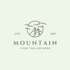 hill adventure logo mountain line art symbol