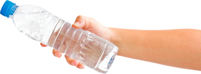 hand holding a water bottle Isolated 