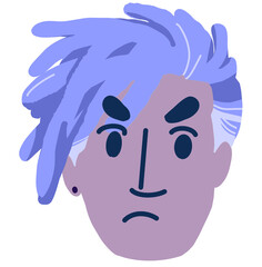 Dreadlocks hair man with angry face illustration cartoon