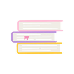 Stack of books, textbooks, vector flat illustration on white background