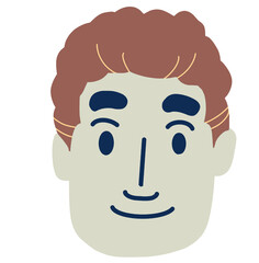 Man short thick hair smile face illustration cartoon