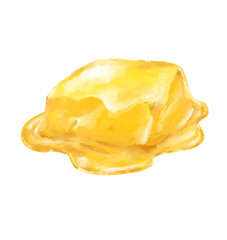 Yellow creamy butter watercolor hand painting illustration