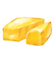Yellow creamy butter watercolor hand painting illustration