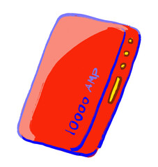 Power bank phone extra battery Primary color scheme red blue yellow object hand drawn illustration