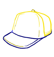 Cap hat Primary color scheme red blue yellow object hand drawn illustration