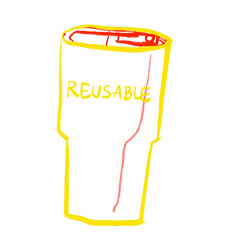 reusable, cup, glass