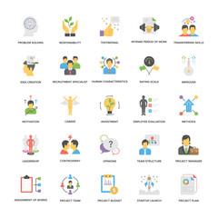 Fototapeta premium Project Management Vector Icons Set In Flat Design 