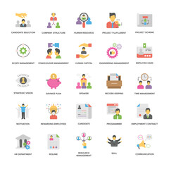 Project Management Vector Icons Collection In Flat Design 
