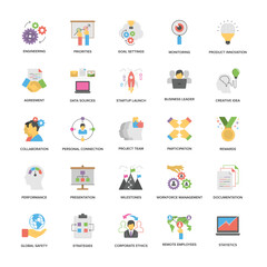 Project Management Flat Vector Icons Pack 
