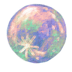 Colorful planet star in the space illustration painting chalk art drawing style